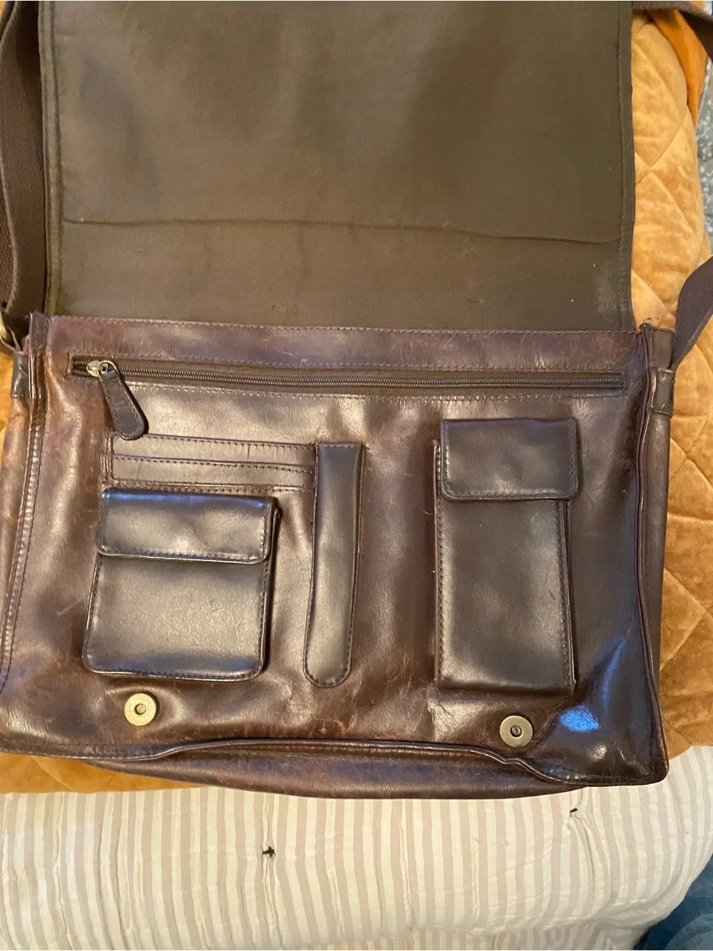 Men's Brown Leather Crossbody Shoulder Bag